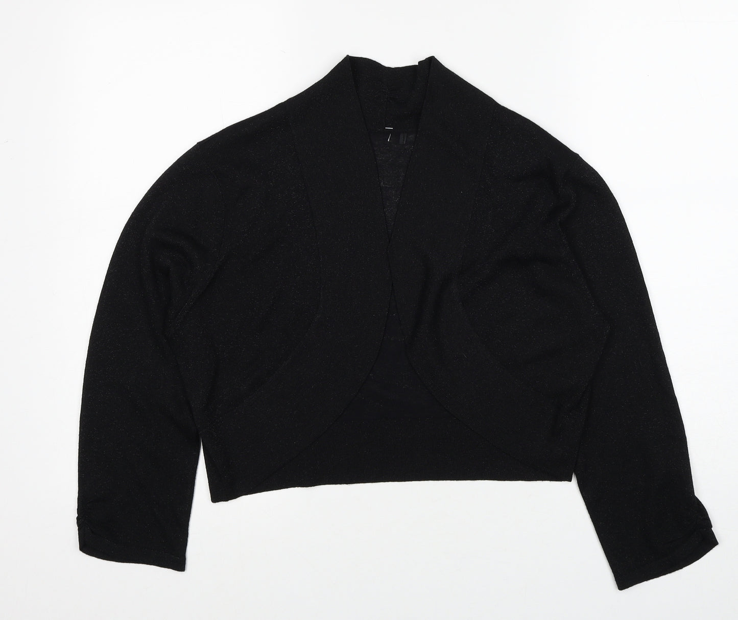 M&Co Womens Black V-Neck Viscose Cardigan Jumper Size 18