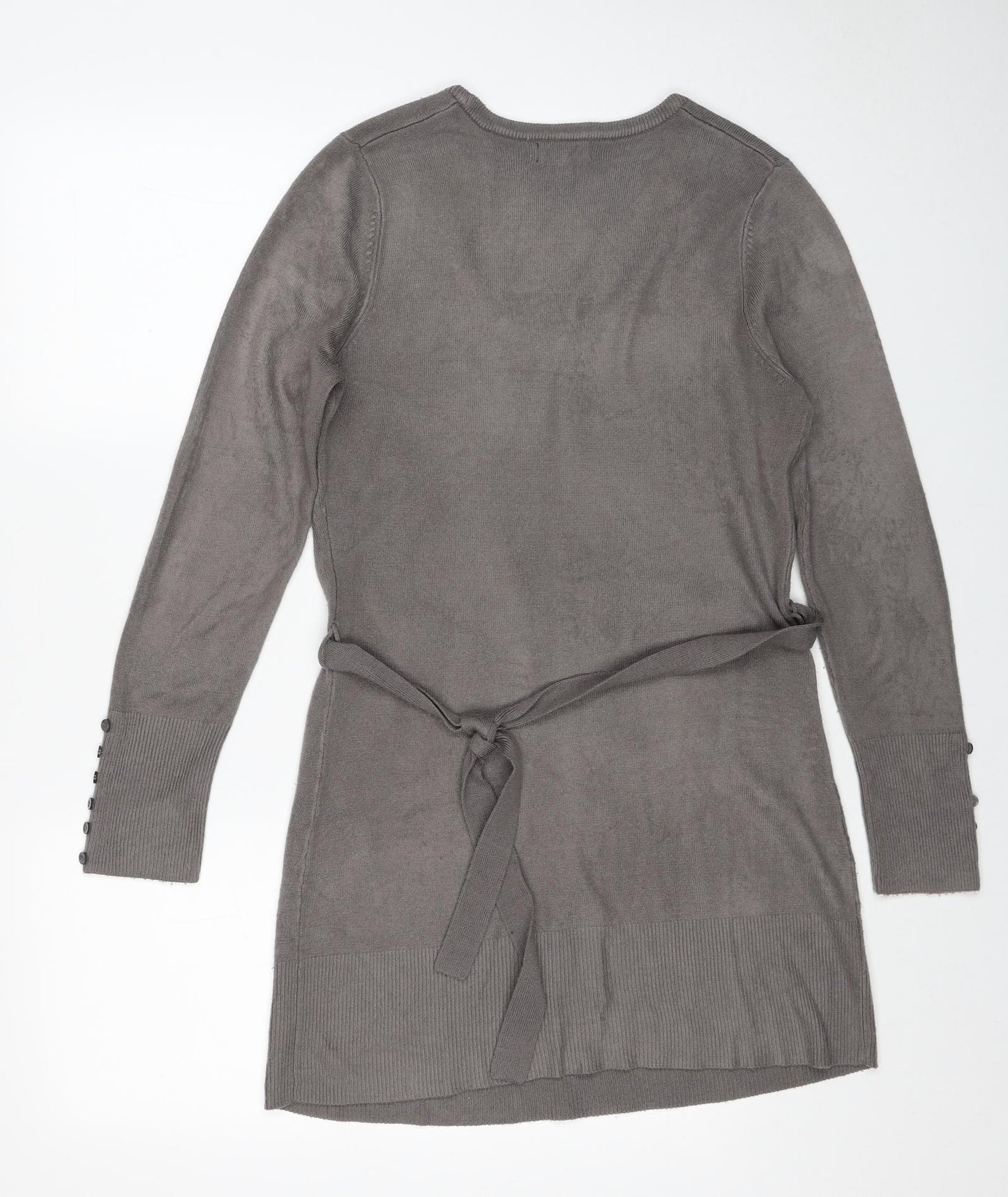 Papaya Womens Grey Acrylic Jumper Dress Size 12 Scoop Neck Pullover