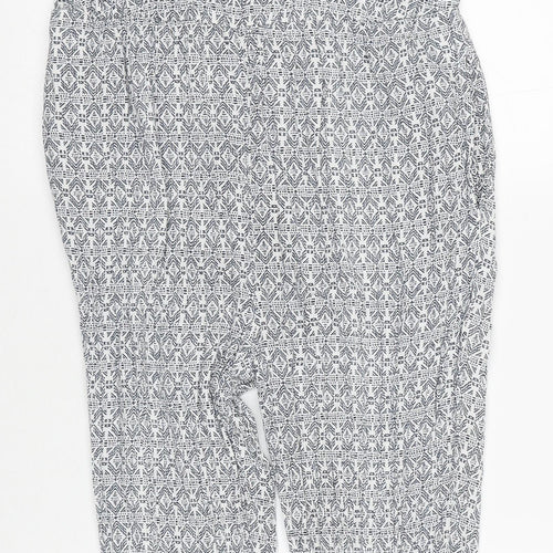 Zara Womens Blue Geometric Viscose Jumpsuit One-Piece Size M Pullover