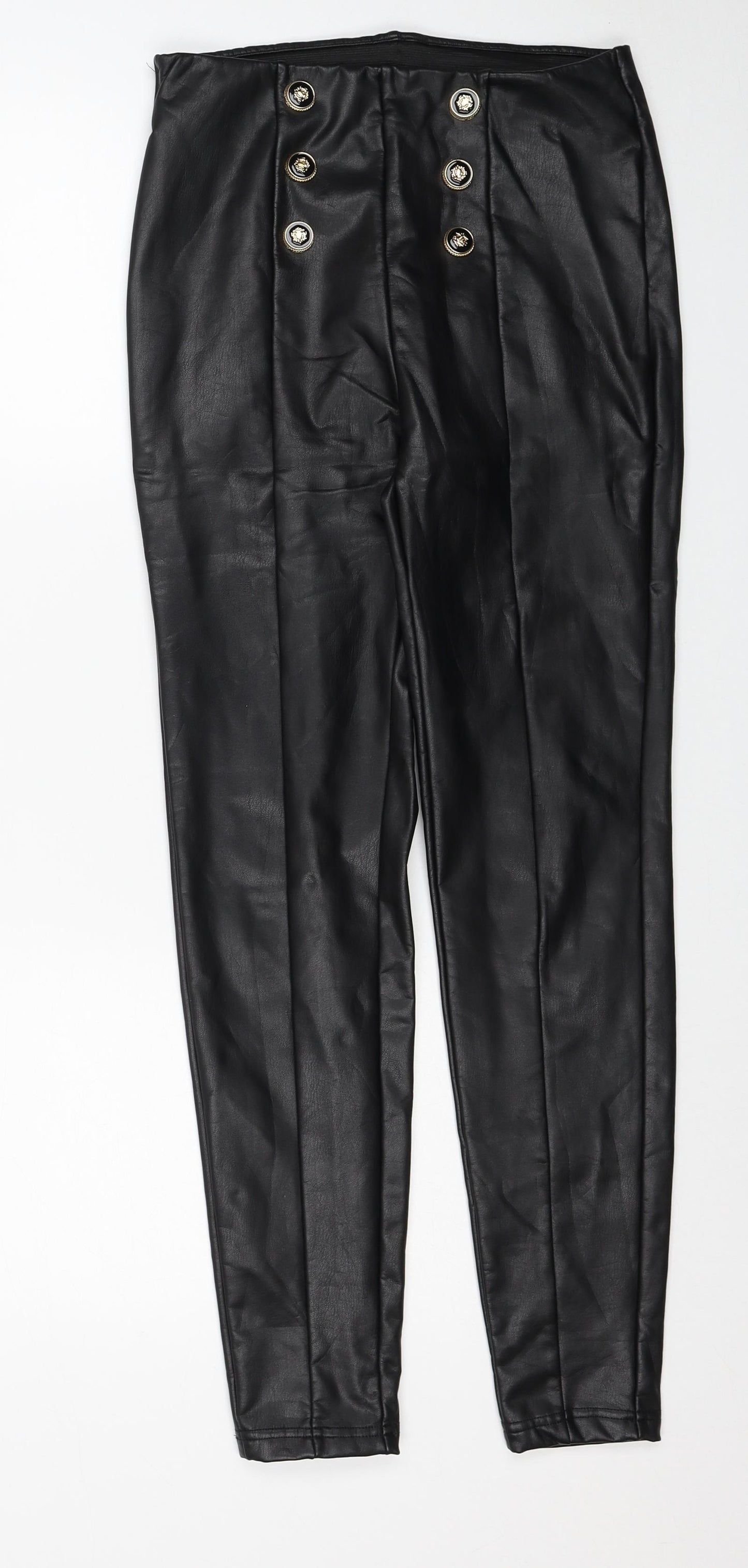 New Look Womens Black Polyethylene Trousers Size 10 Regular - Faux Leather Style