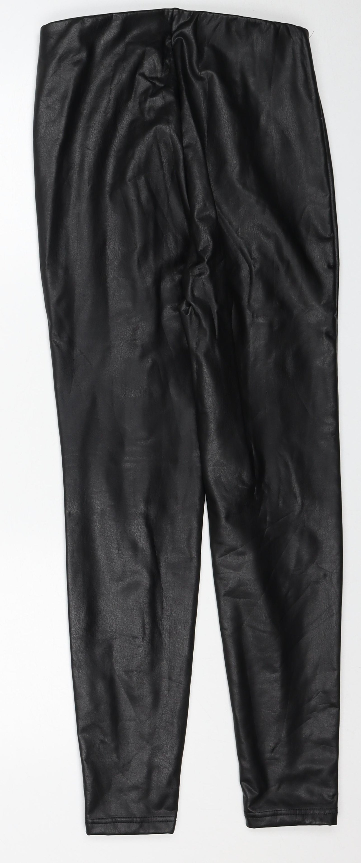 New Look Womens Black Polyethylene Trousers Size 10 Regular - Faux Leather Style