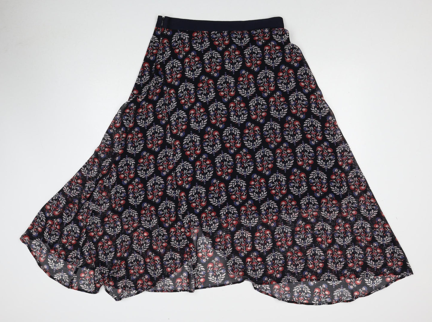 Marks and Spencer Womens Multicoloured Floral Polyester A-Line Skirt Size 16 Zip