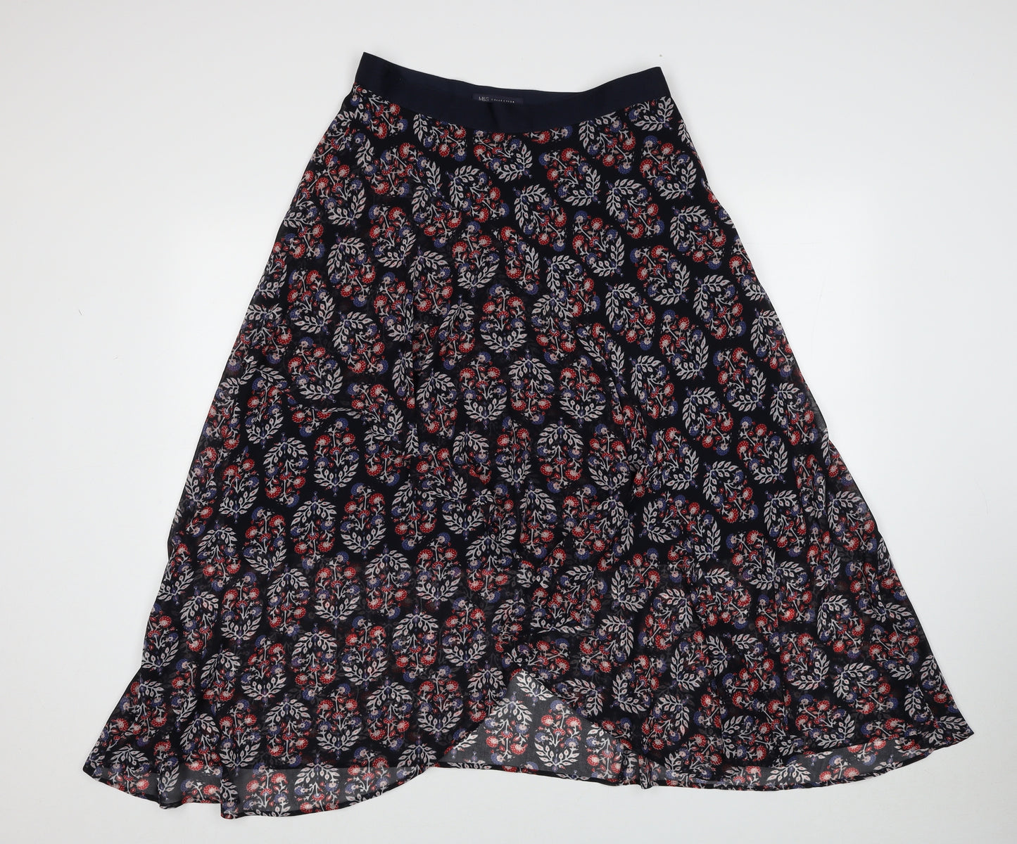Marks and Spencer Womens Multicoloured Floral Polyester A-Line Skirt Size 16 Zip