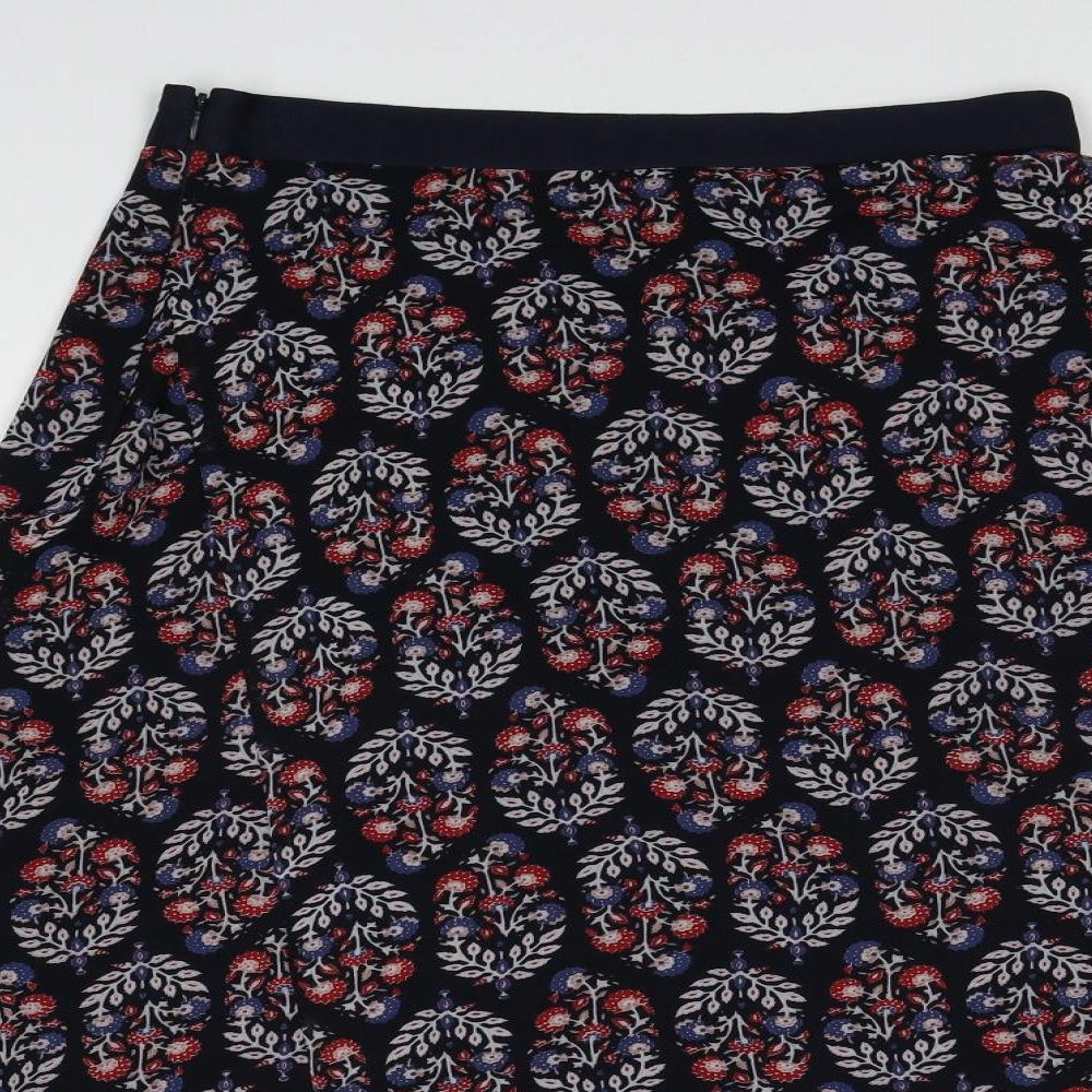 Marks and Spencer Womens Multicoloured Floral Polyester A-Line Skirt Size 16 Zip