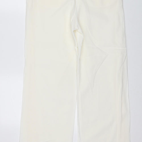 NEXT Womens Ivory Viscose Trousers Size 12 Regular Zip