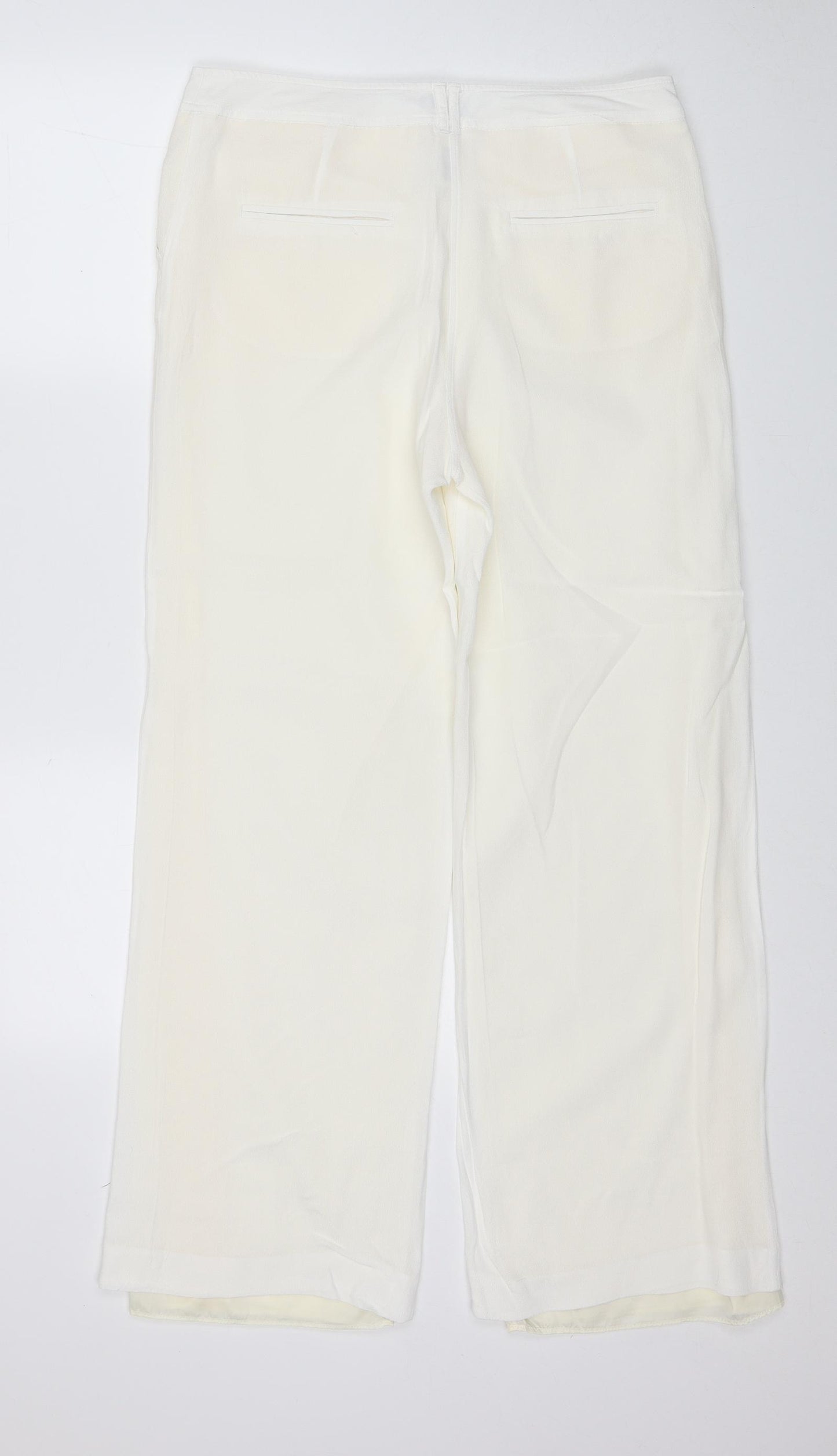 NEXT Womens Ivory Viscose Trousers Size 12 Regular Zip