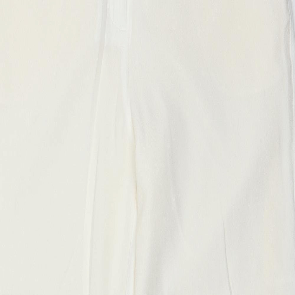 NEXT Womens Ivory Viscose Trousers Size 12 Regular Zip