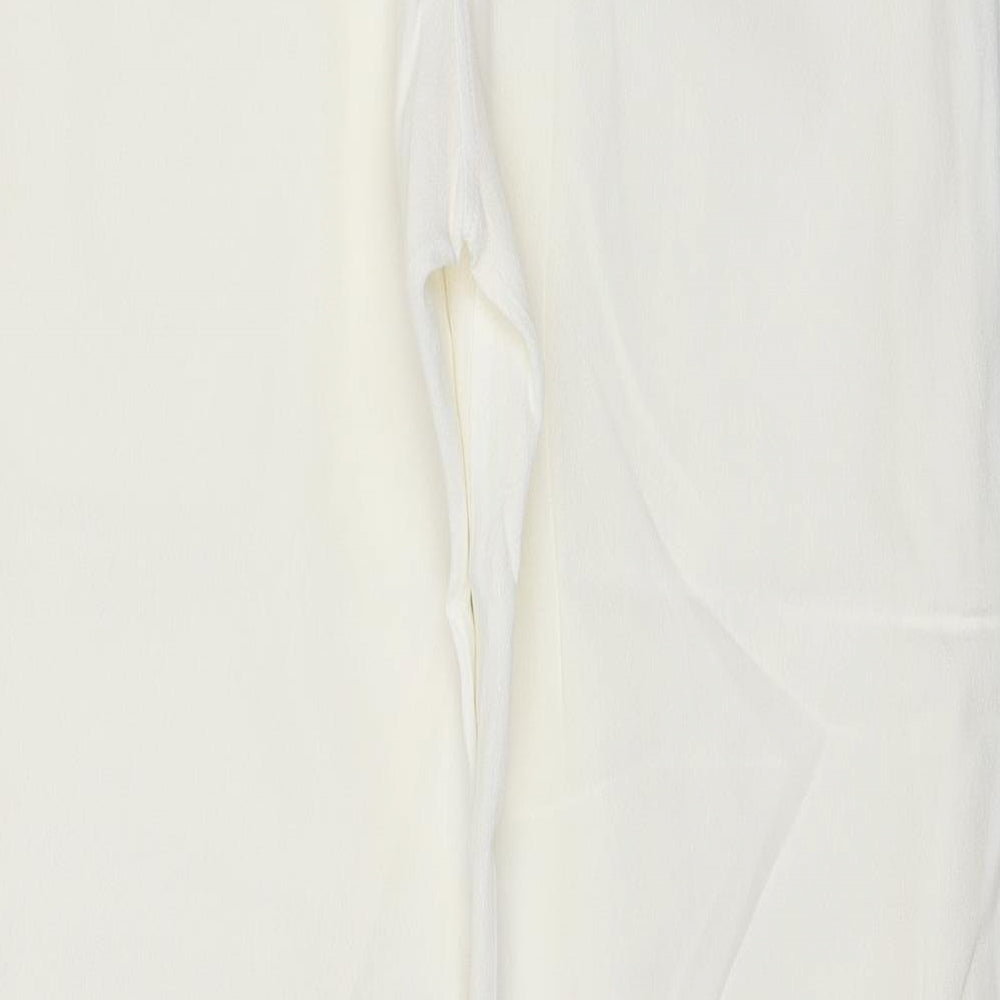NEXT Womens Ivory Viscose Trousers Size 12 Regular Zip