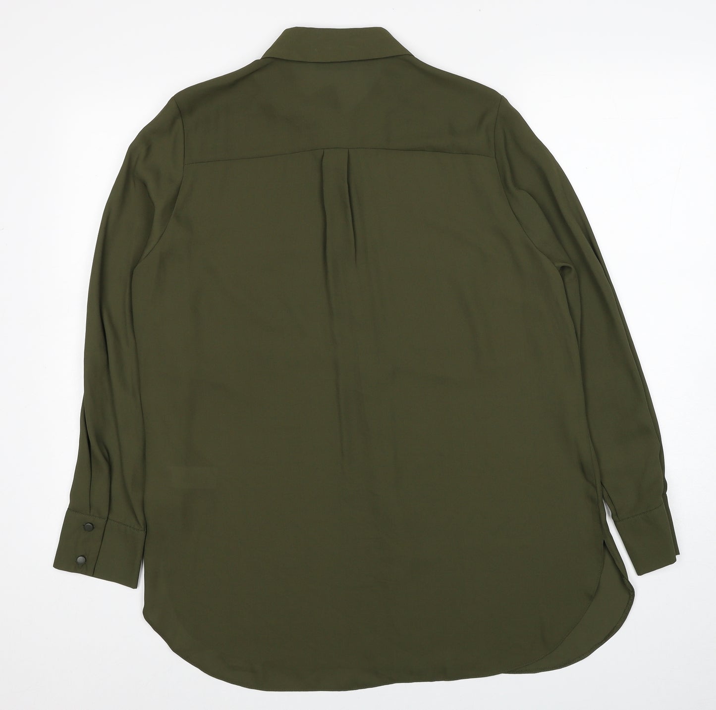 Primark Womens Green Polyester Basic Button-Up Size 14 V-Neck