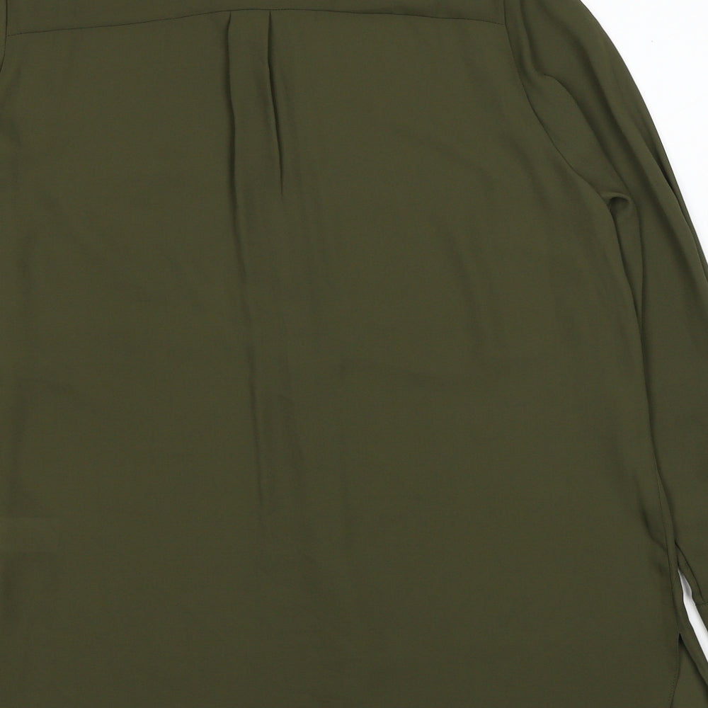 Primark Womens Green Polyester Basic Button-Up Size 14 V-Neck