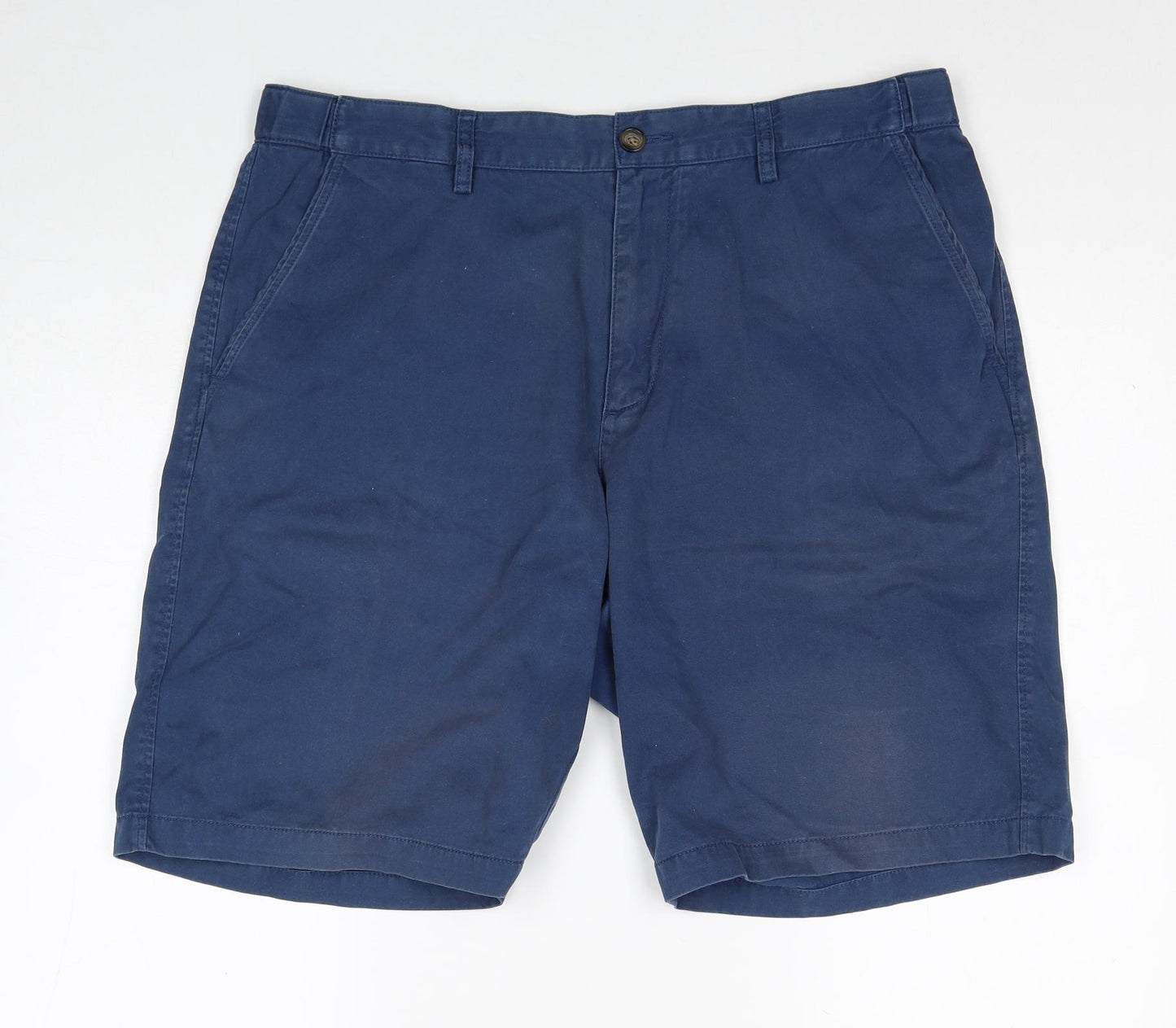 Maine Mens Blue Cotton Chino Shorts Size 38 in Regular Zip