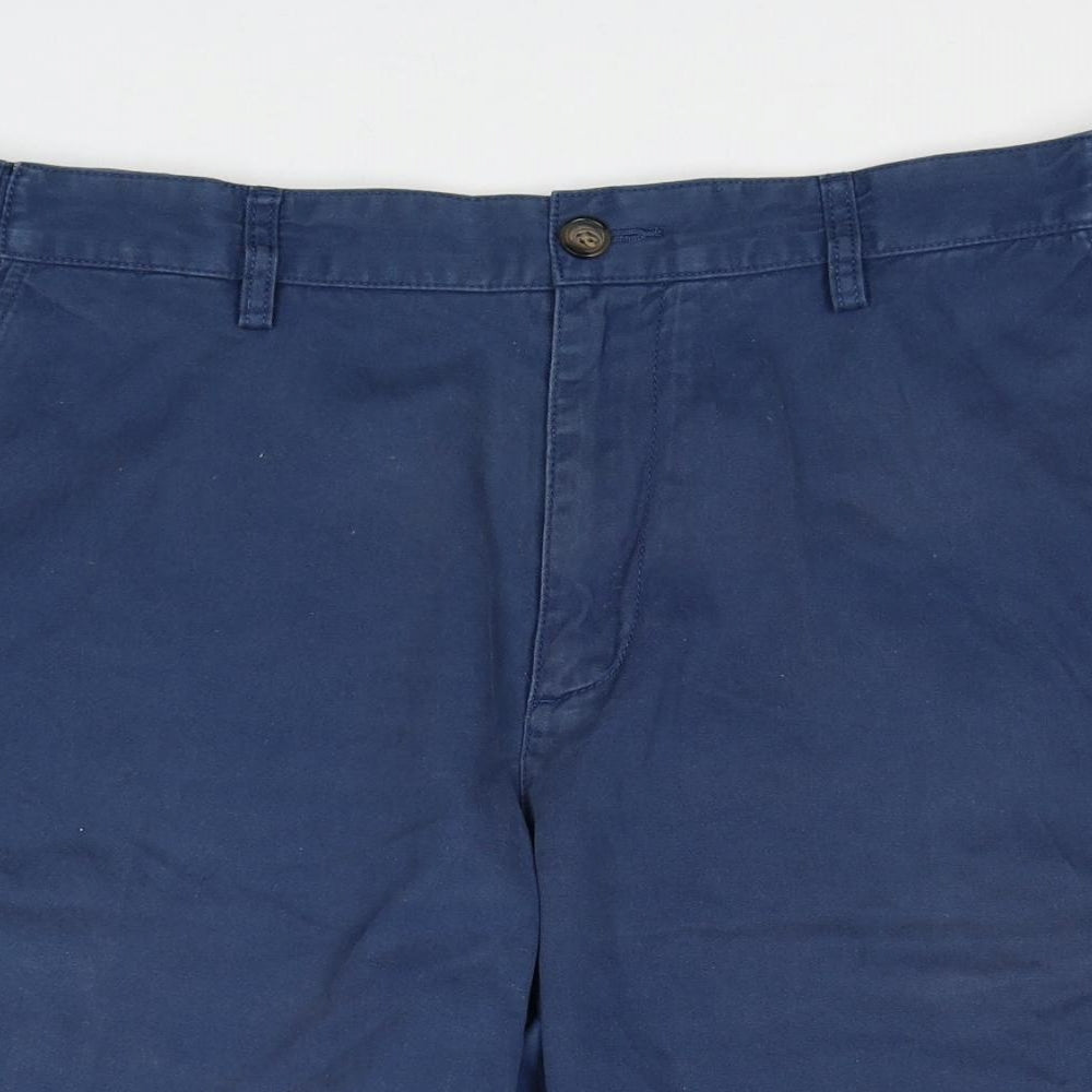 Maine Mens Blue Cotton Chino Shorts Size 38 in Regular Zip