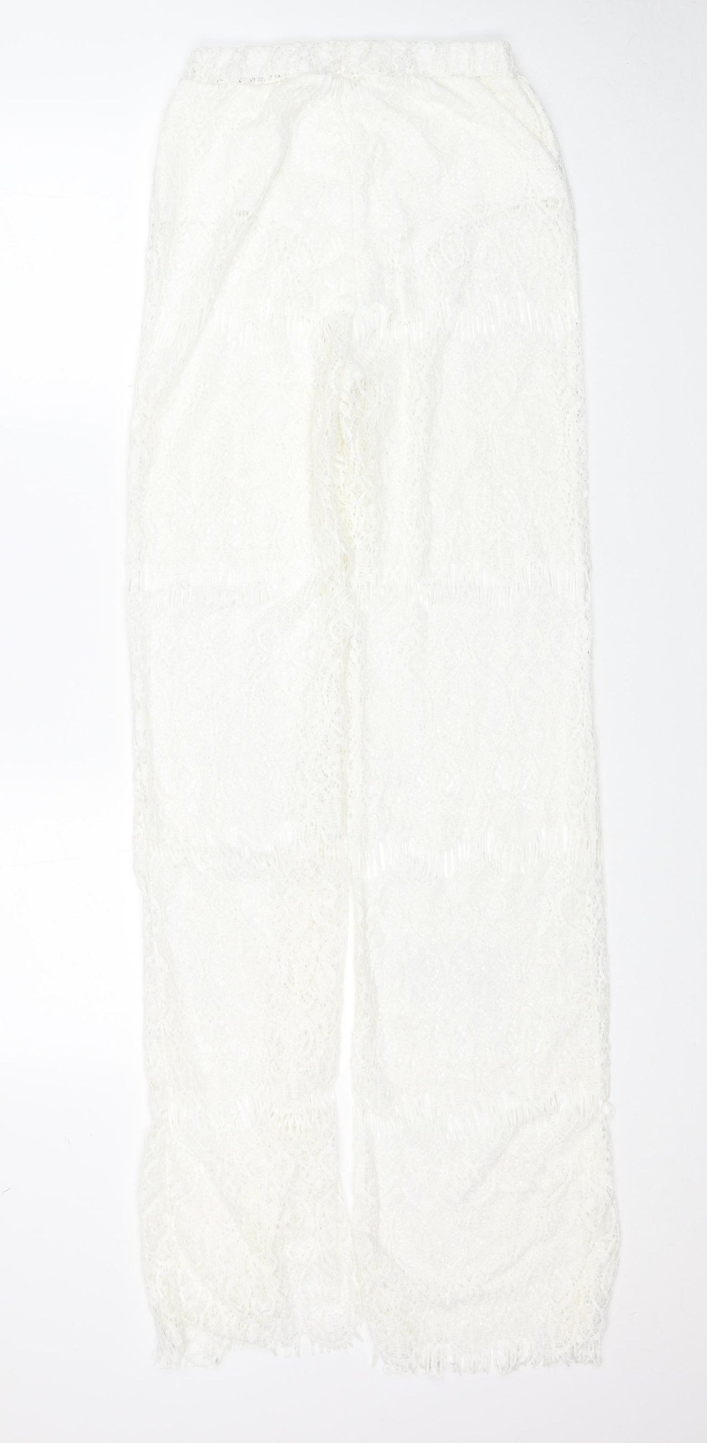 Preworn Womens White Cotton Trousers Size L Regular