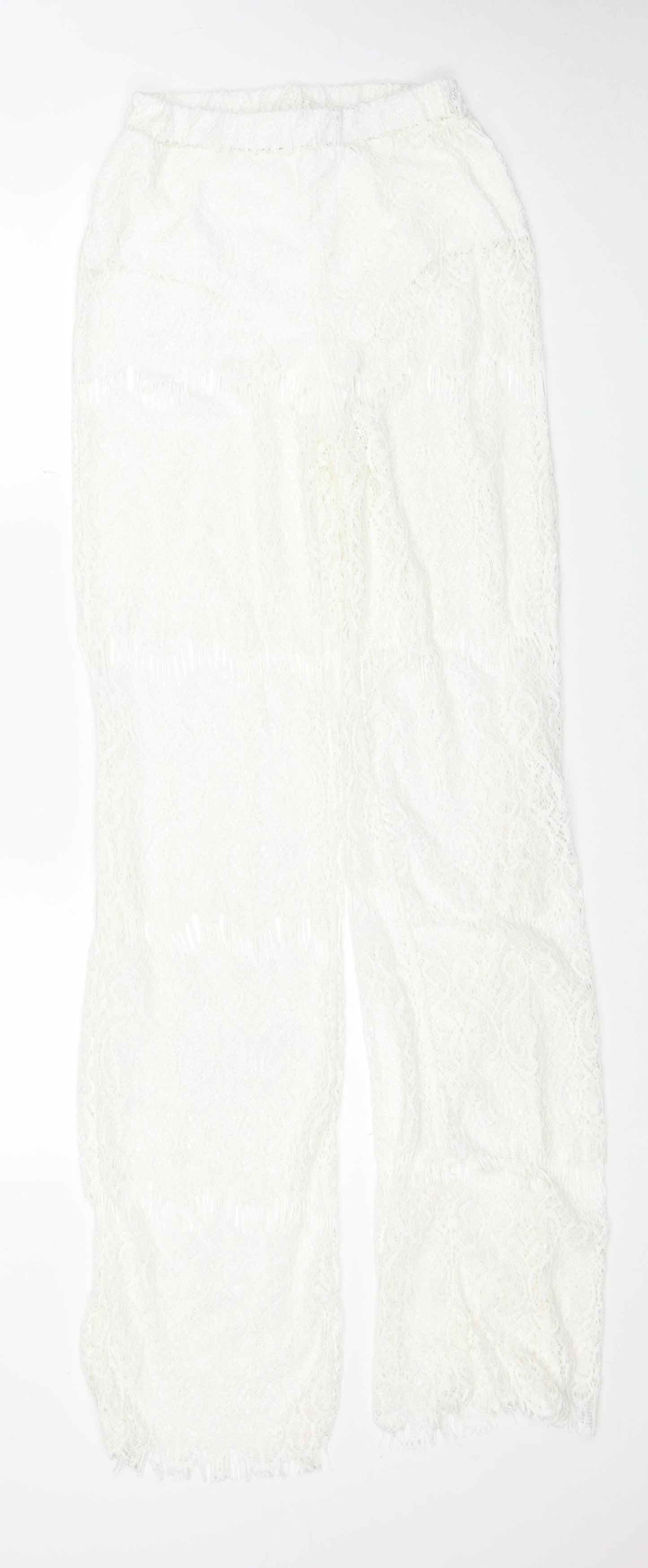 Preworn Womens White Cotton Trousers Size L Regular