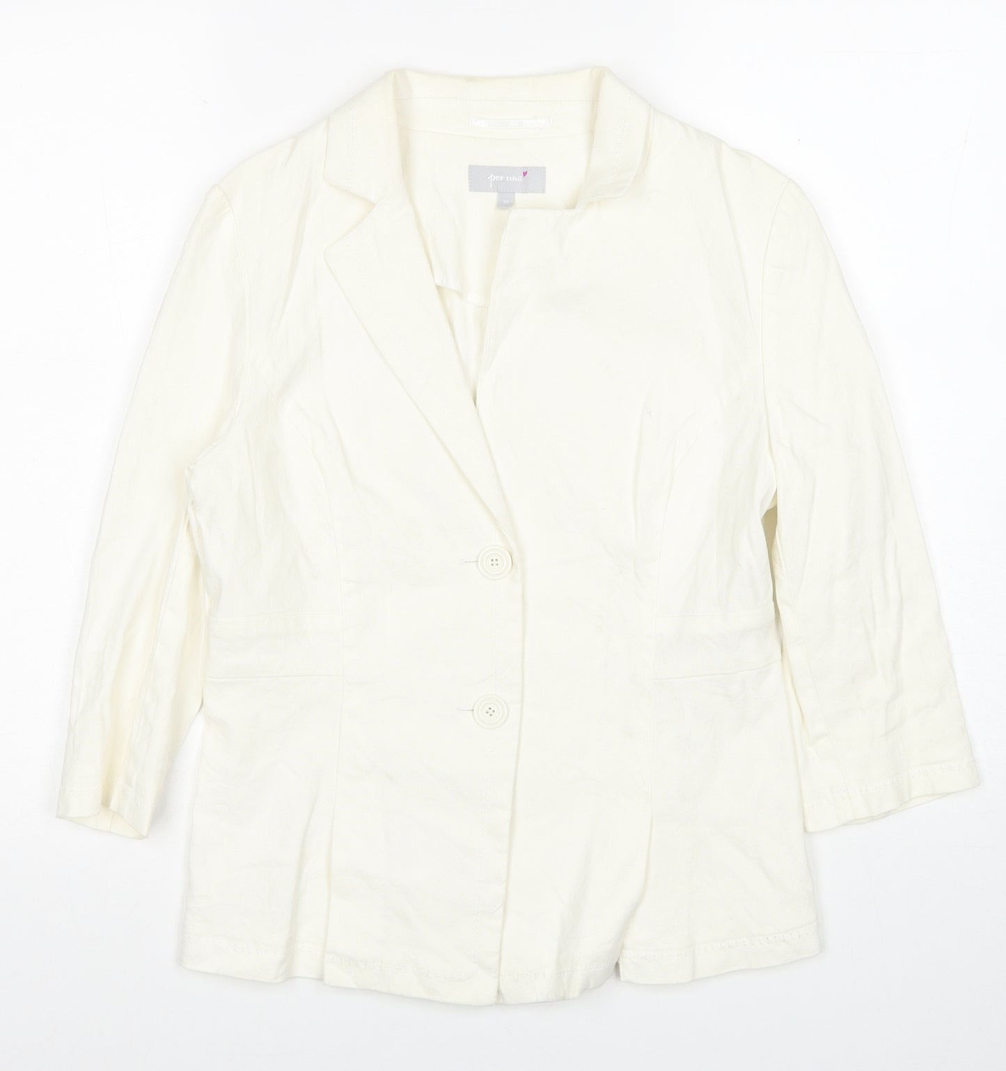Per Una Womens White Jacket Blazer Size 10 Button