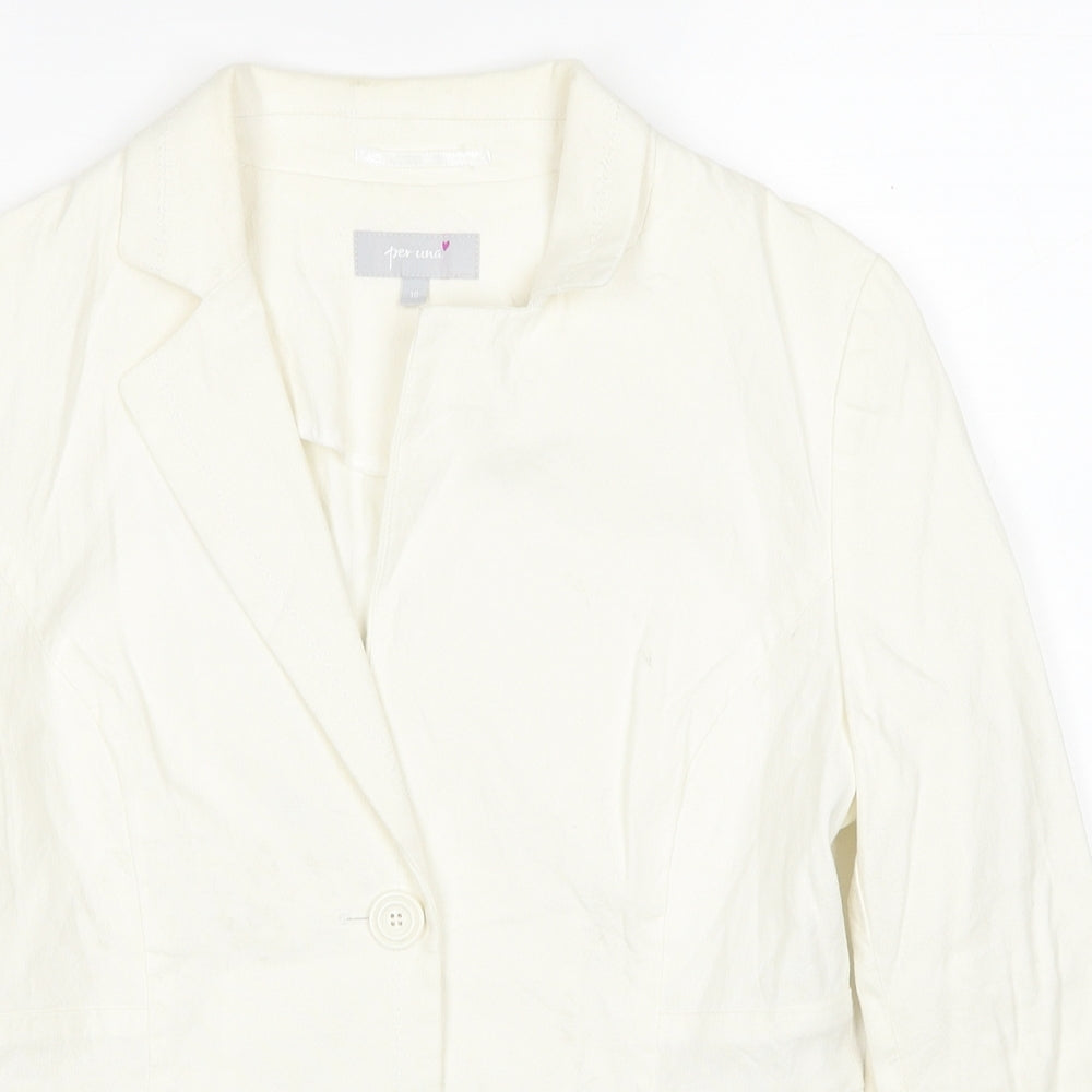 Per Una Womens White Jacket Blazer Size 10 Button