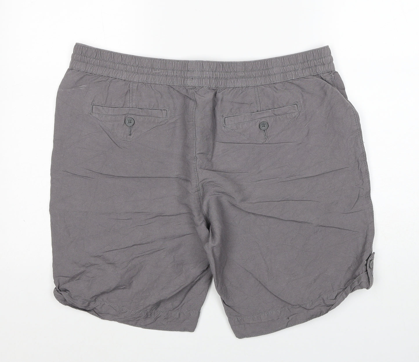 Dunnes Stores Womens Grey Linen Chino Shorts Size 16 Regular Drawstring