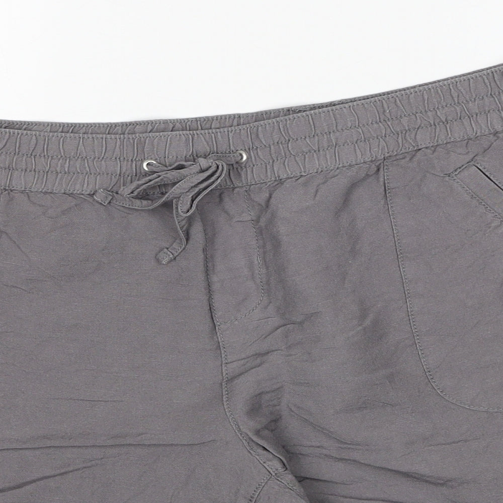 Dunnes Stores Womens Grey Linen Chino Shorts Size 16 Regular Drawstring