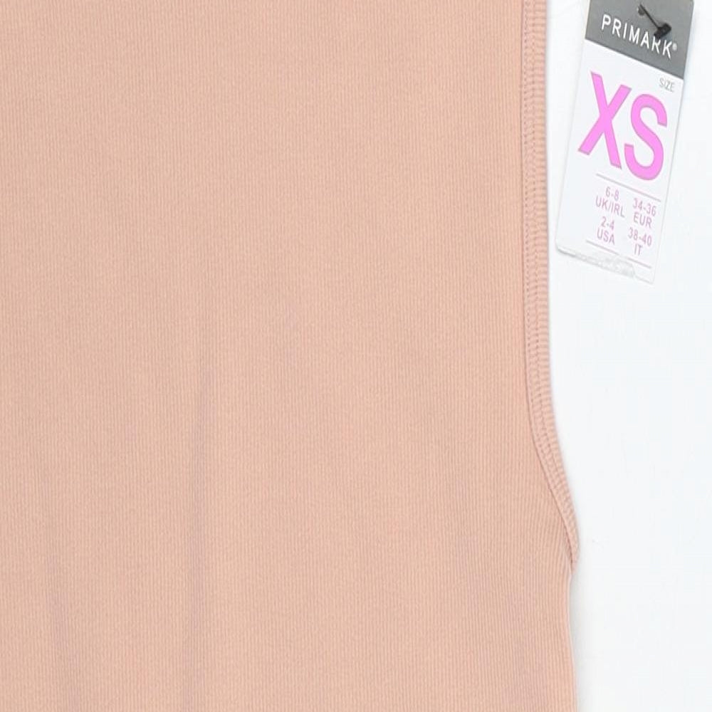 Primark Womens Beige Nylon Bodysuit One-Piece Size 6 Snap