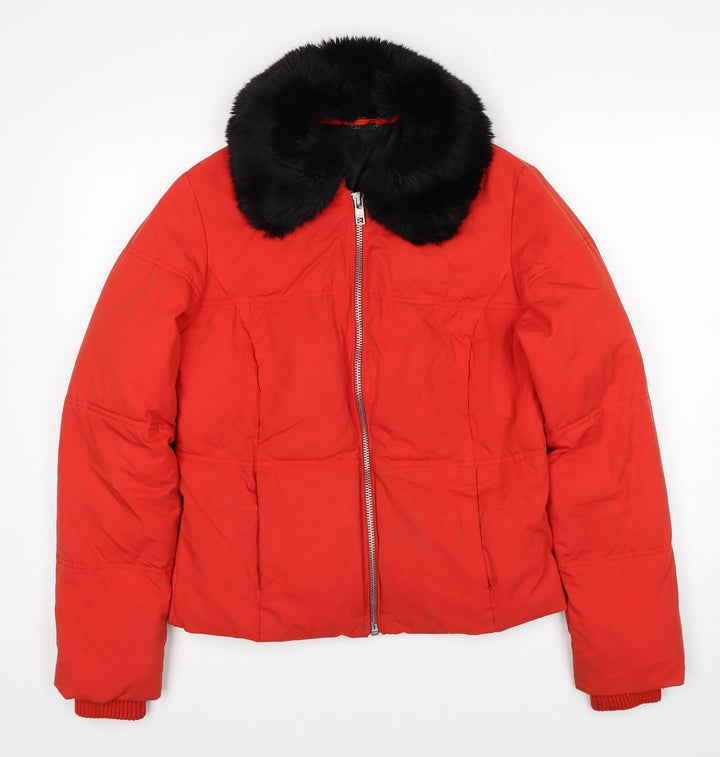 Topshop Womens Red Puffer Jacket Jacket Size 12 Zip