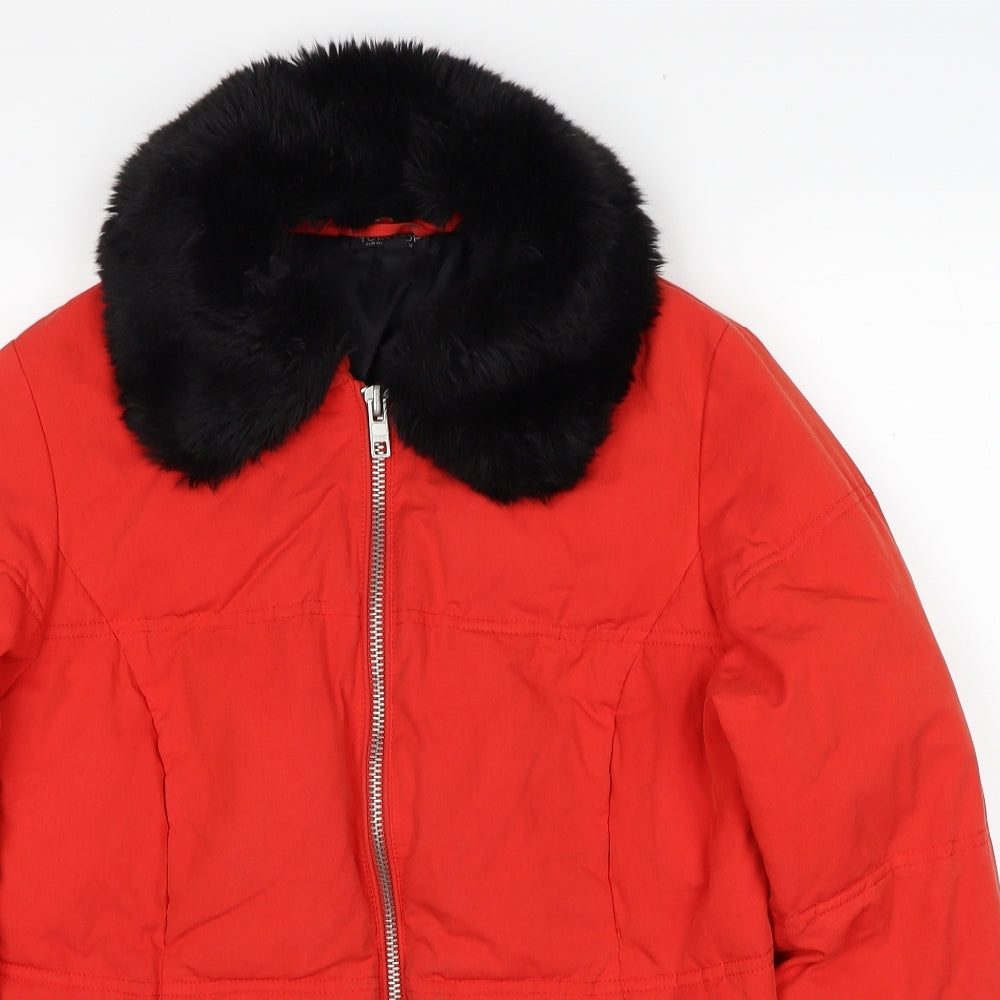 Topshop Womens Red Puffer Jacket Jacket Size 12 Zip