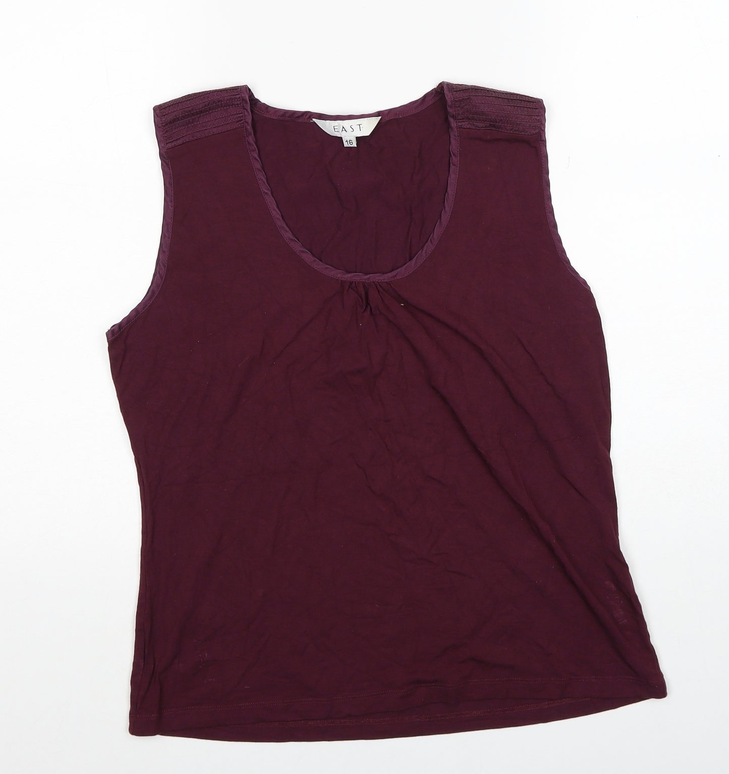 EAST Womens Red Viscose Basic Tank Size 16 Scoop Neck