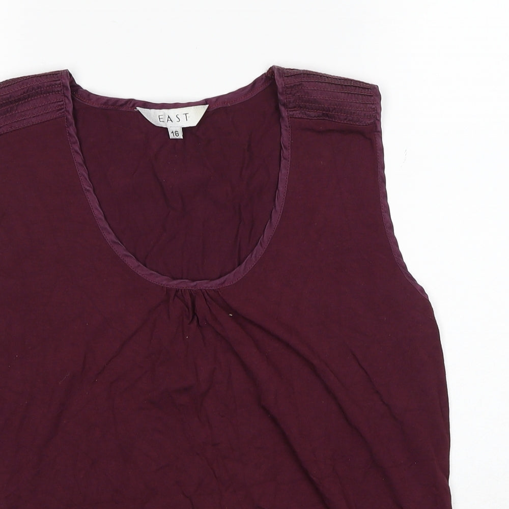 EAST Womens Red Viscose Basic Tank Size 16 Scoop Neck