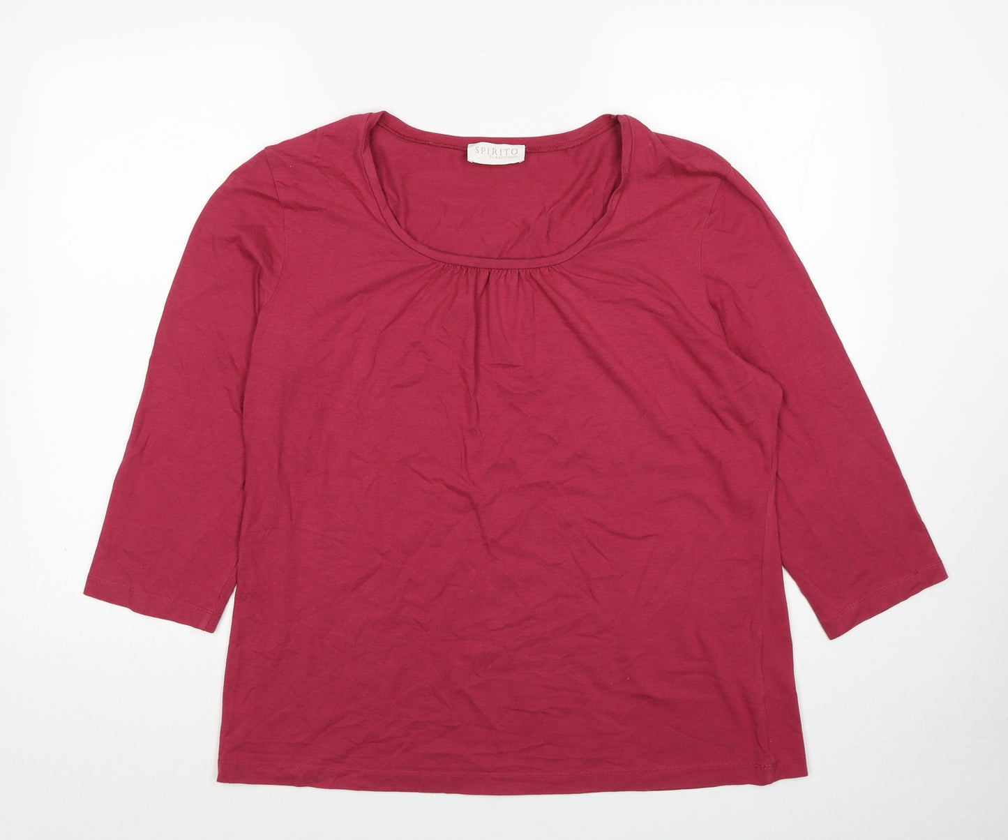 Spiritos Womens Red Cotton Basic T-Shirt Size 20 Scoop Neck