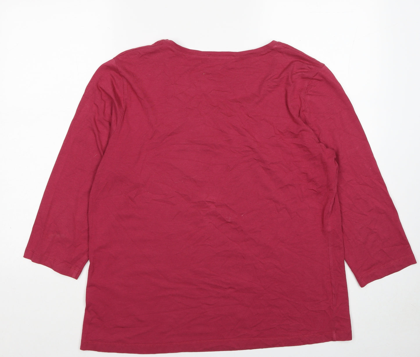 Spiritos Womens Red Cotton Basic T-Shirt Size 20 Scoop Neck