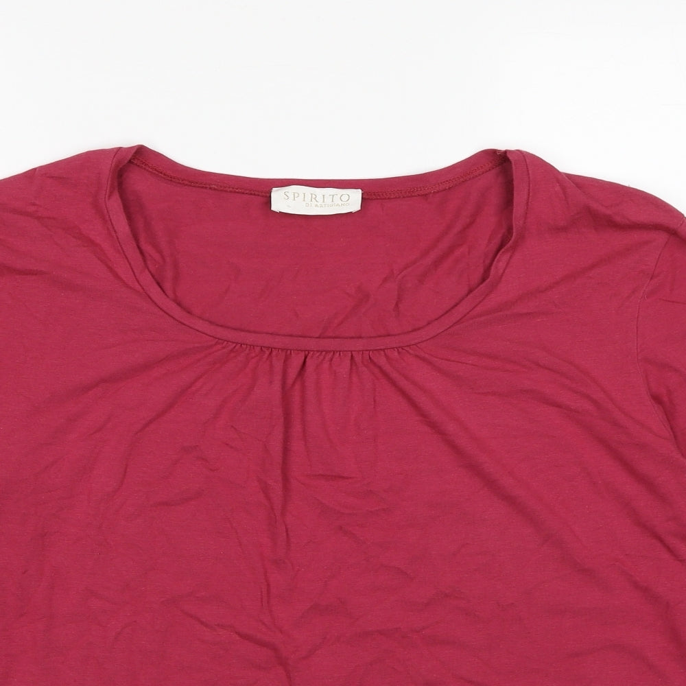 Spiritos Womens Red Cotton Basic T-Shirt Size 20 Scoop Neck