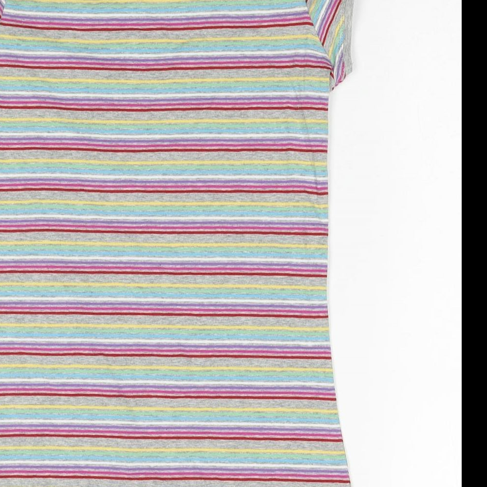 Primark Womens Multicoloured Striped Cotton Basic T-Shirt Size 10 Boat Neck