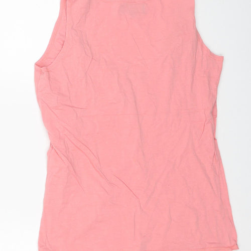 Jasper Womens Pink Cotton Basic Tank Size 14 Scoop Neck - Contrast Stitching