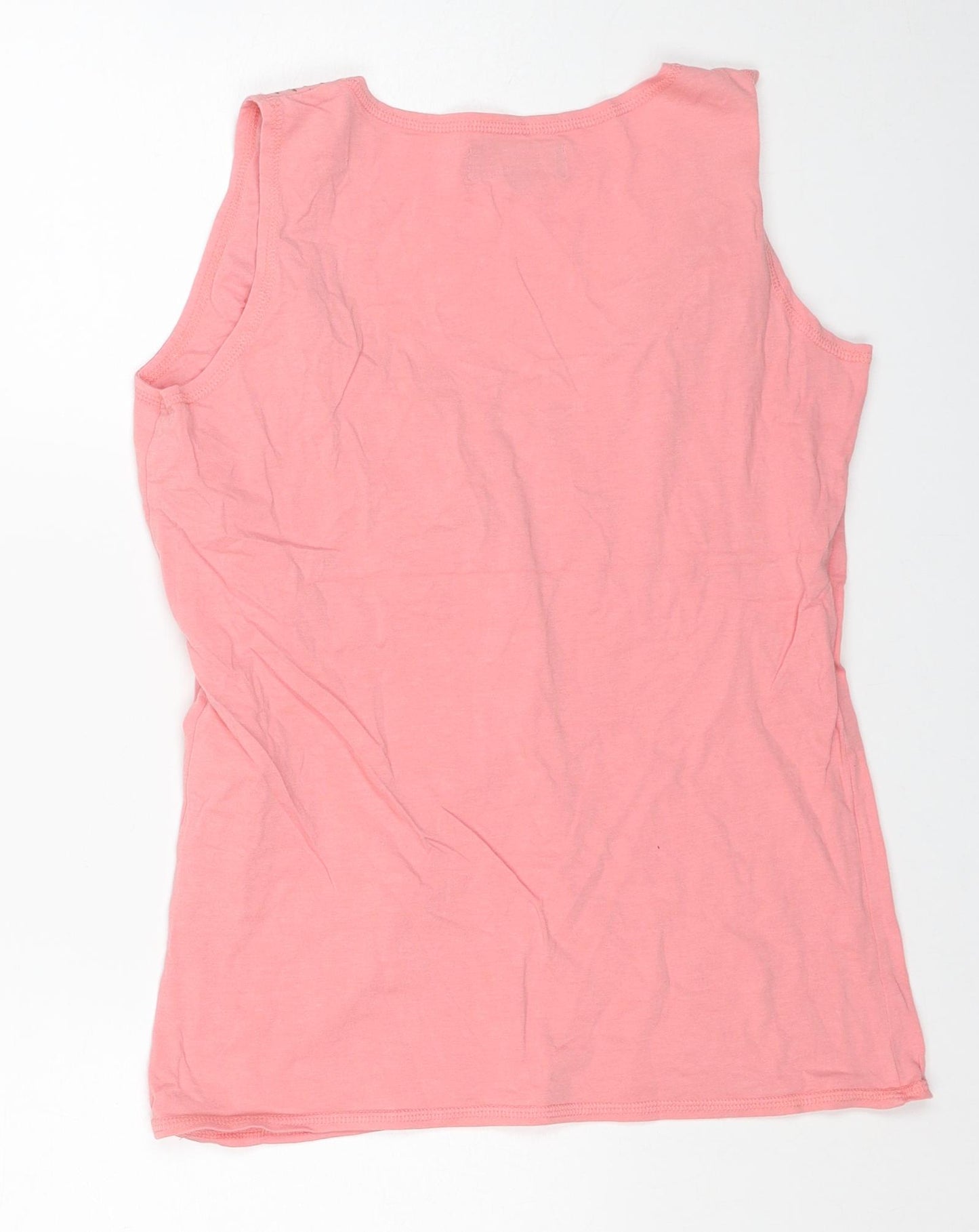 Jasper Womens Pink Cotton Basic Tank Size 14 Scoop Neck - Contrast Stitching