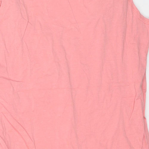 Jasper Womens Pink Cotton Basic Tank Size 14 Scoop Neck - Contrast Stitching
