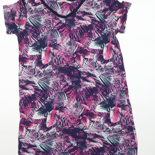 George Womens Purple Geometric Viscose Shift Size 10 V-Neck Pullover