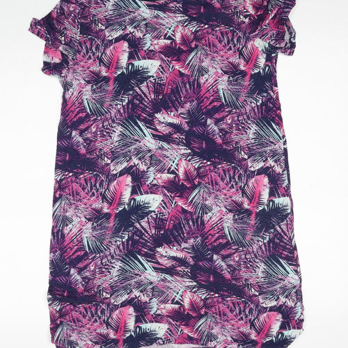 George Womens Purple Geometric Viscose Shift Size 10 V-Neck Pullover