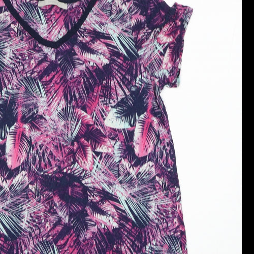 George Womens Purple Geometric Viscose Shift Size 10 V-Neck Pullover