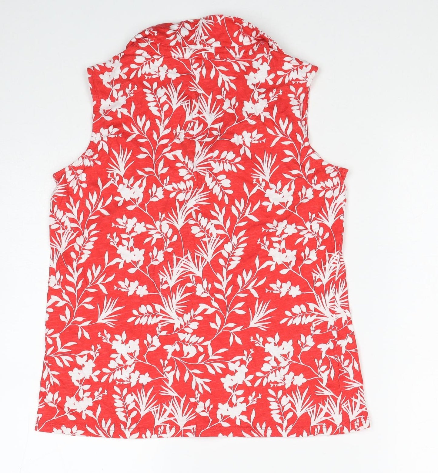 Laura Ashley Womens Red Floral Cotton Basic Blouse Size 8 Collared
