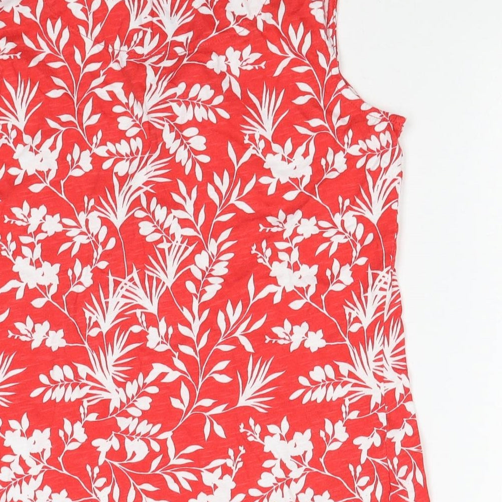 Laura Ashley Womens Red Floral Cotton Basic Blouse Size 8 Collared