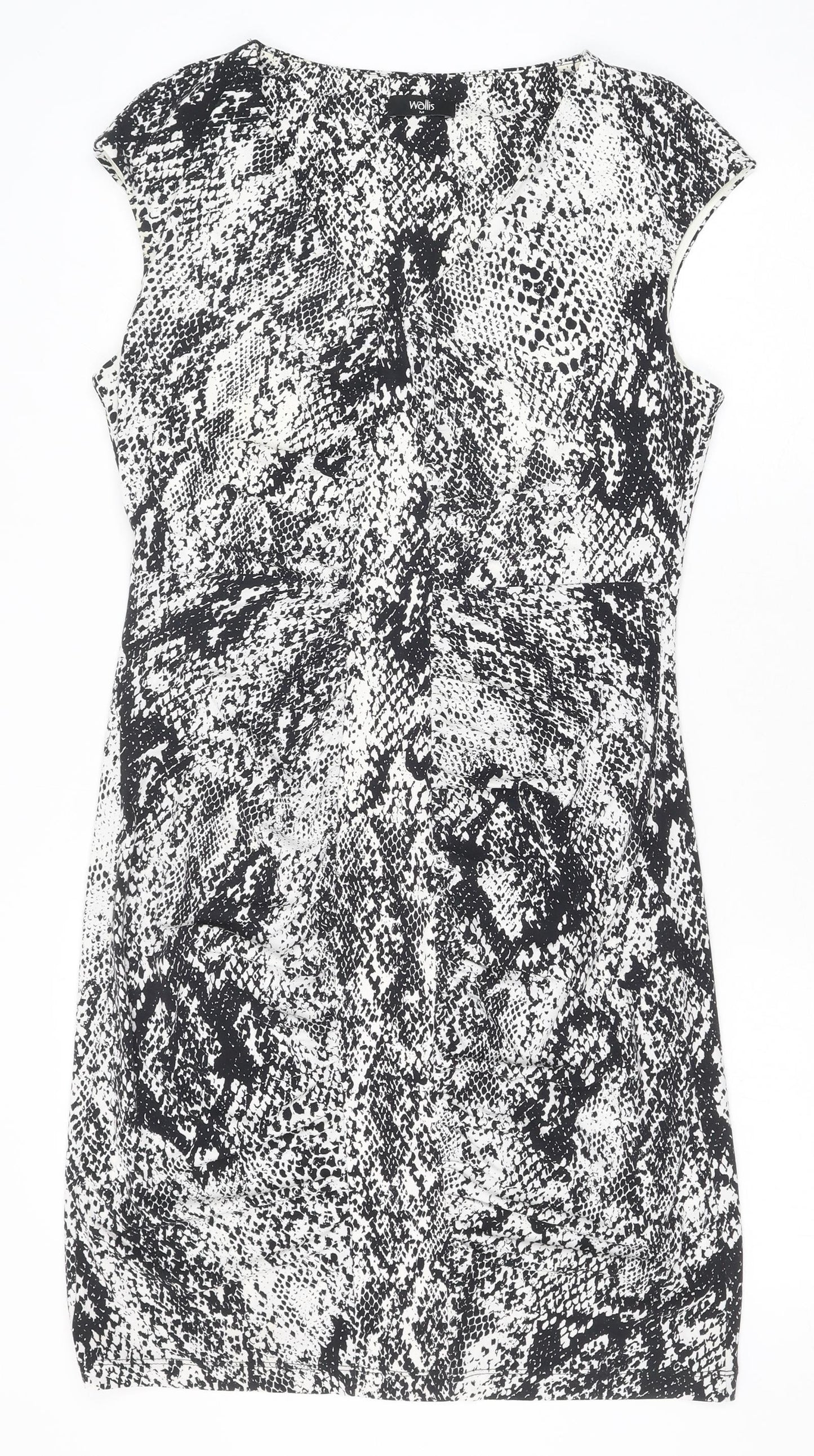 Wallis Womens Black Animal Print Polyester Bodycon Size M V-Neck Pullover - Snake Print