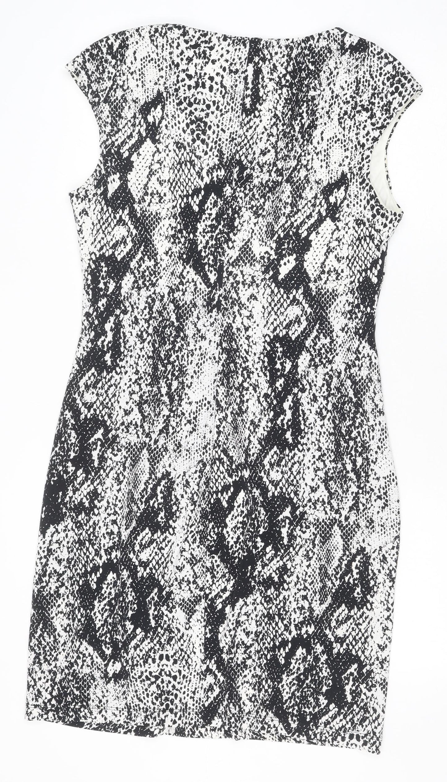 Wallis Womens Black Animal Print Polyester Bodycon Size M V-Neck Pullover - Snake Print