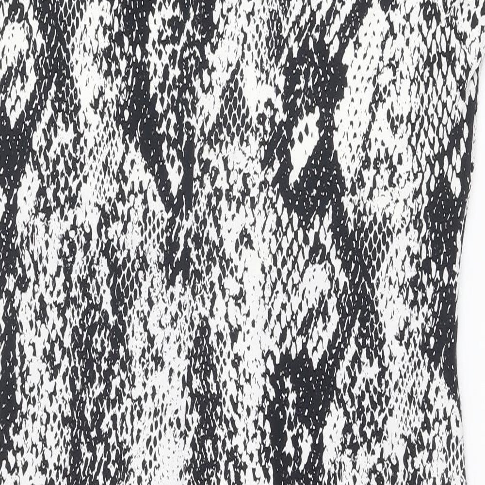 Wallis Womens Black Animal Print Polyester Bodycon Size M V-Neck Pullover - Snake Print