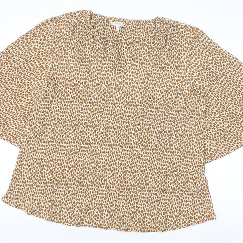 NEXT Womens Brown Geometric Polyester Basic Blouse Size 14 V-Neck - Angel Sleeve