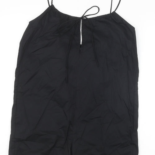 Zara Womens Black 100% Cotton Playsuit One-Piece Size M Tie