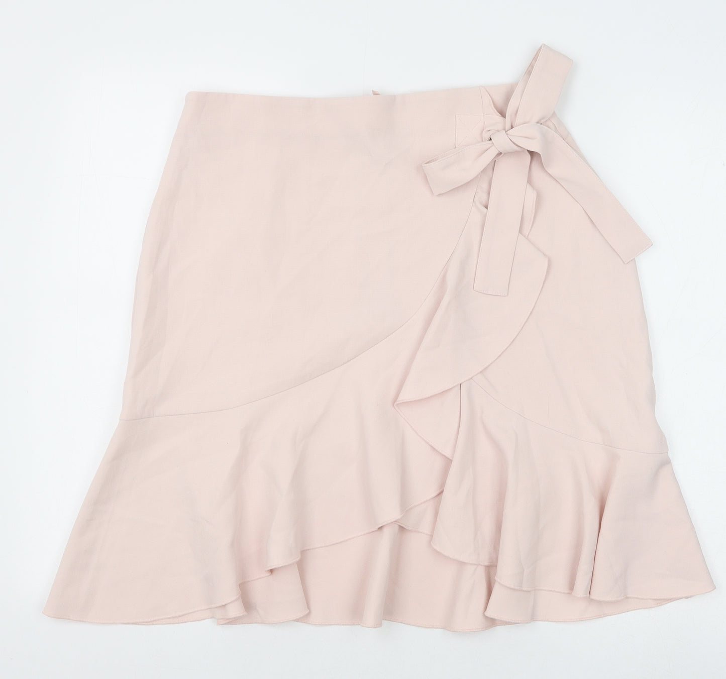 H&M Womens Pink Polyester Wrap Skirt Size 16 Zip