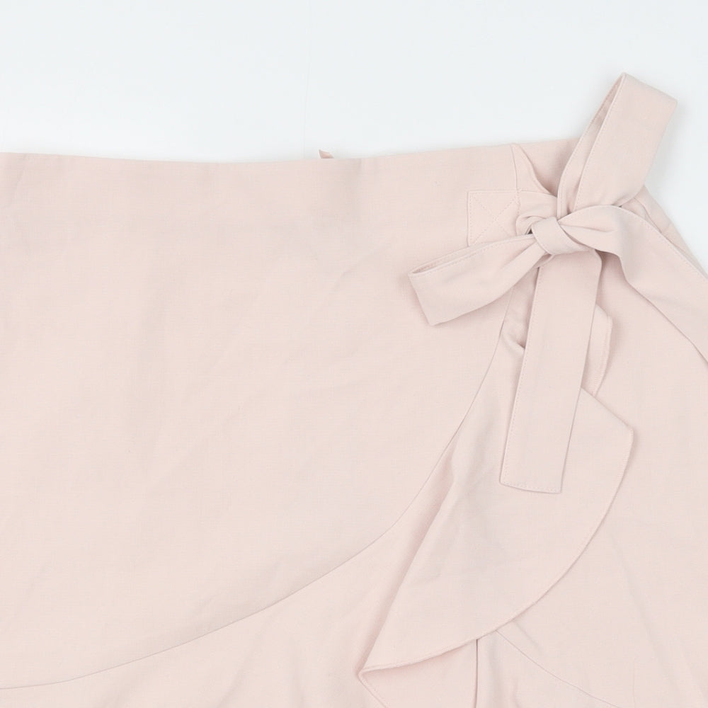 H&M Womens Pink Polyester Wrap Skirt Size 16 Zip