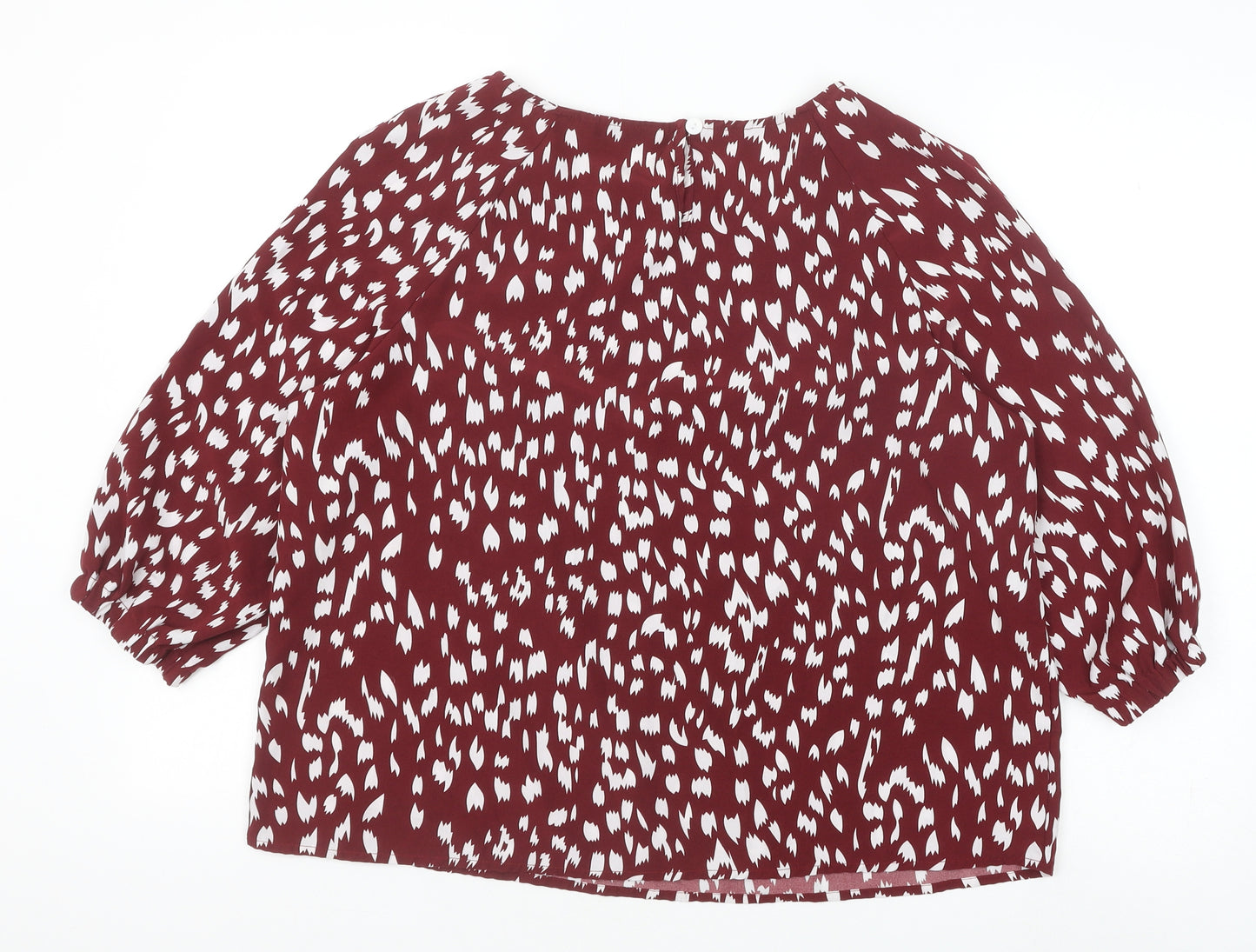 SheIn Womens Red Geometric Polyester Basic Blouse Size XL Boat Neck