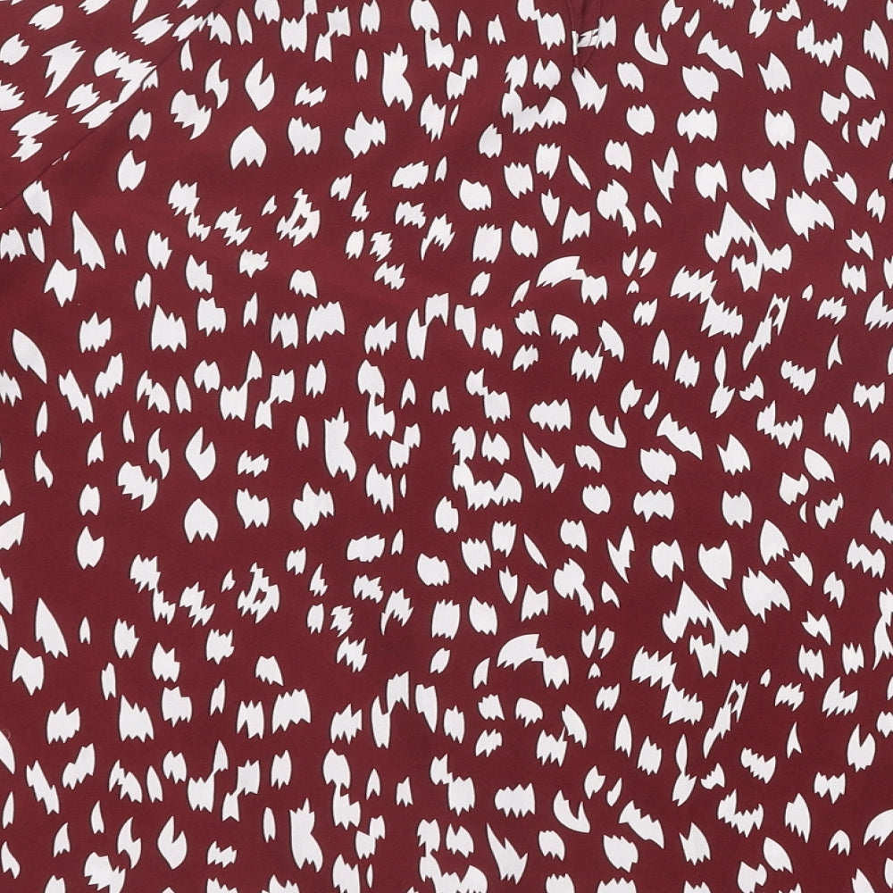 SheIn Womens Red Geometric Polyester Basic Blouse Size XL Boat Neck