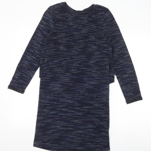 Topshop Womens Blue Striped Viscose T-Shirt Dress Size 8 Round Neck Pullover