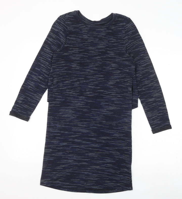 Topshop Womens Blue Striped Viscose T-Shirt Dress Size 8 Round Neck Pullover